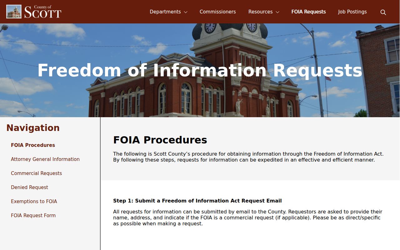 Scott County Illinois FOIA procedures for public record requests