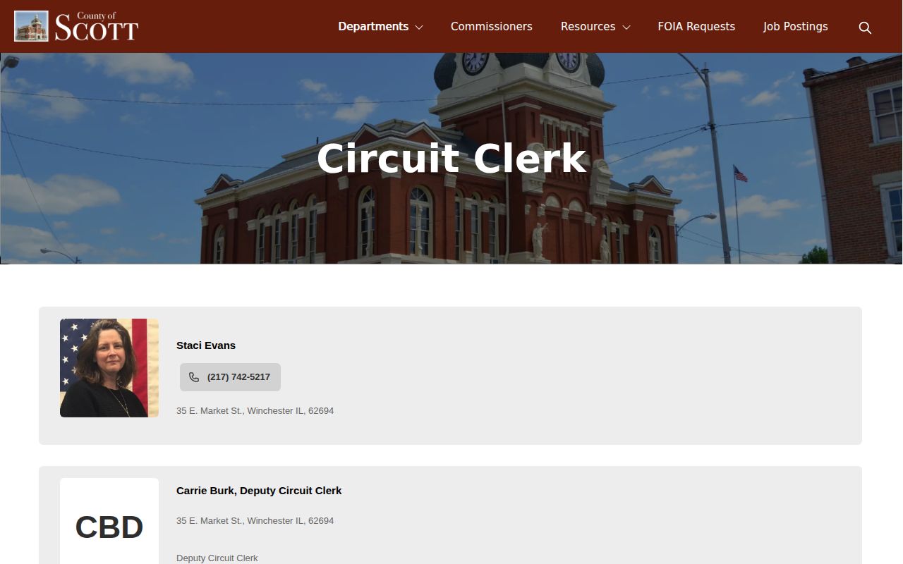 Scott County Circuit Clerk information page for criminal court records