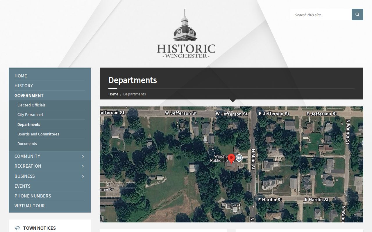 Official Winchester Illinois departments page listing police information
